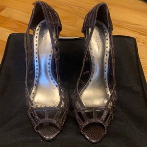 BCBGgirls peep toe brown cutout sandals